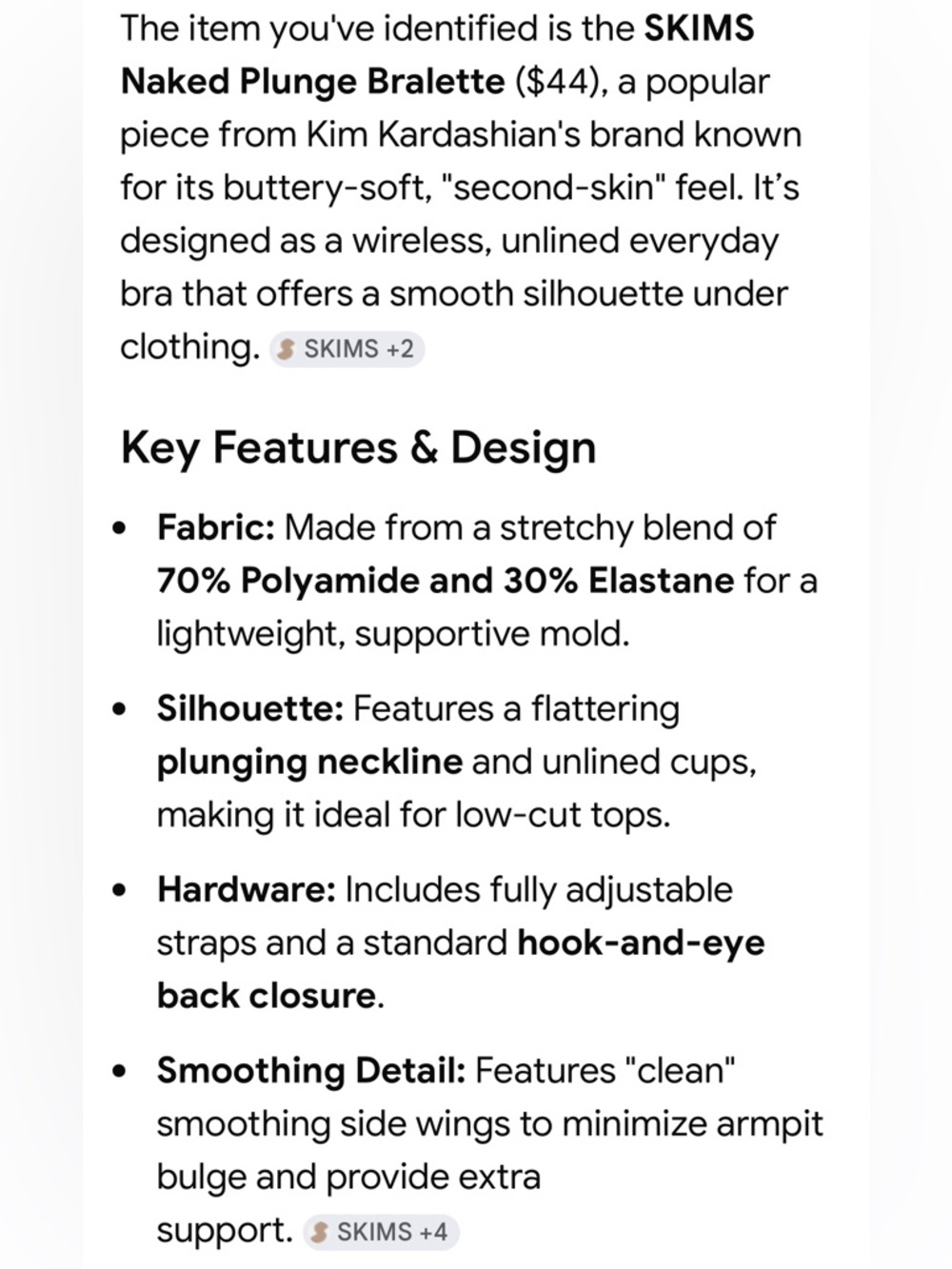 SKIMS Naked Plunge Bralette NWOT, Wireless, Nude, Size Small - Picture 12 of 12